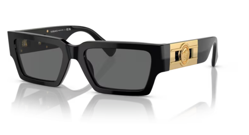 Versace 0VE4459F GB1/87 Black/Dark Grey Rectangular Men's Sunglasses