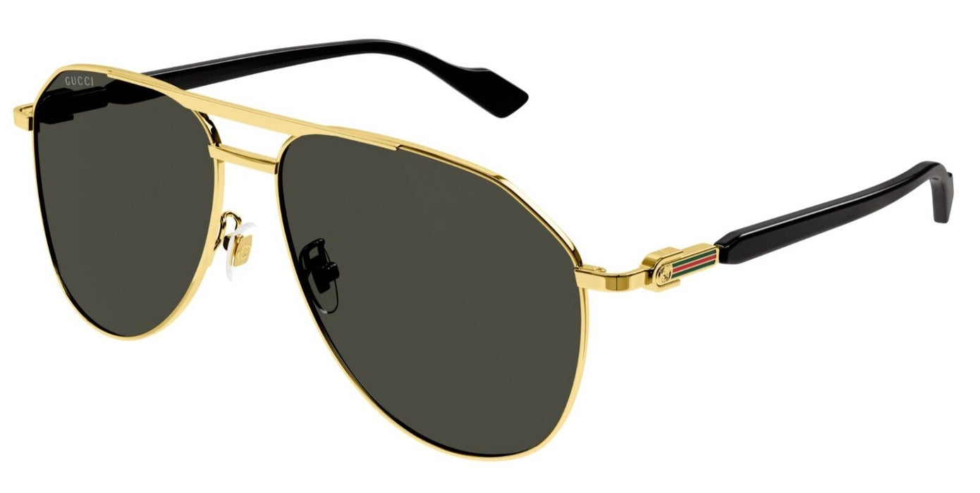 Gucci GG1220S 001 Gold/Grey Oversize Teardrop Men's Sunglasses