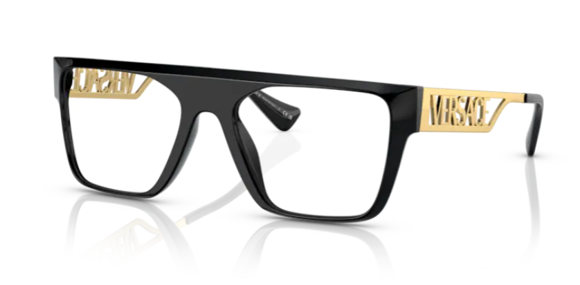 Versace 0VE3326 GB1 Black/Gold 55 mm Rectangular Men's Eyeglasses