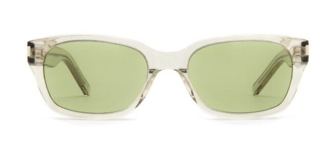 Saint Laurent SL522 006 Transparent Green/Green Rectangle Unisex Sunglasses