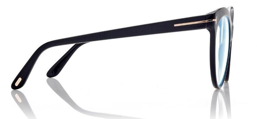 Tom Ford FT5827-B 001 Shiny Black/Blue Block Cat-Eye Women's Eyeglasses