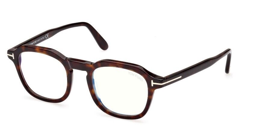 Tom Ford FT5836-B 052 Shiny Dark Havana/Blue Block Unisex Eyeglasses