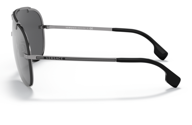 Versace 0VE2243 10016G Gunmetal/Light grey mirror Black Oval Men's Sunglasses.