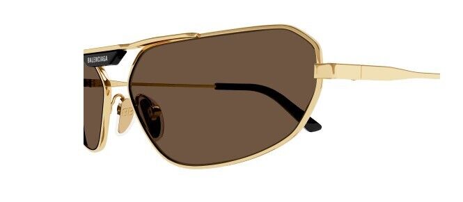 Balenciaga BB0245S 003 Gold/Brown Oval Men's Sunglasses