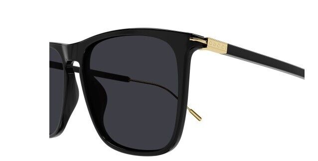 Gucci GG 1269S 001 Black-Gold/Grey Rectangular Men's Sunglasses