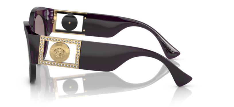 Versace 0VE4438B 53847N Transparent plum /Purple brown Round Women's Sunglasses