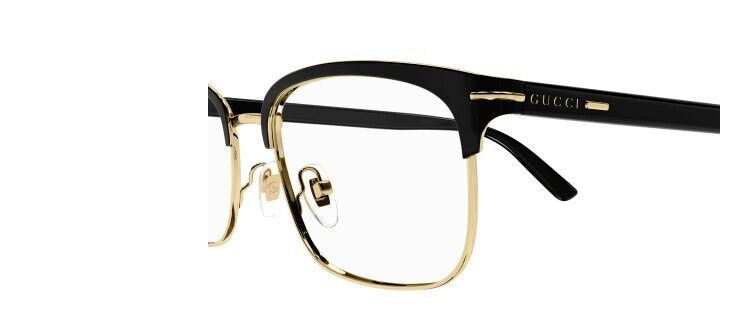 Gucci GG14480 001 Gold-Black Clear Rectangular Men's Eyeglasses