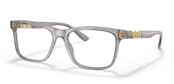 Versace 0VE3319F 593 Transparent grey Men's Soft Square Eyeglasses