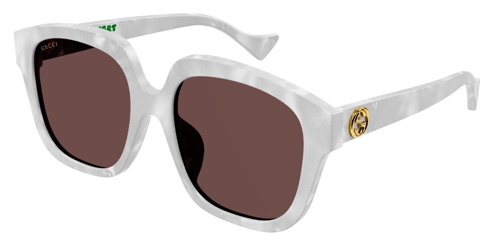 Gucci GG1376SA 001 White/Brown Oversized Square Women's Sunglasses