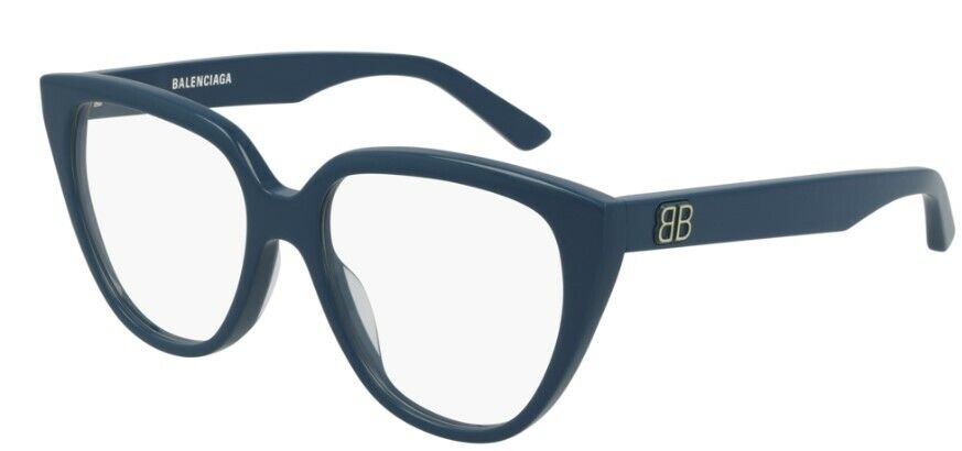 Balenciaga BB0129O 007 Blue Full-Rim Round Women's Eyeglasses
