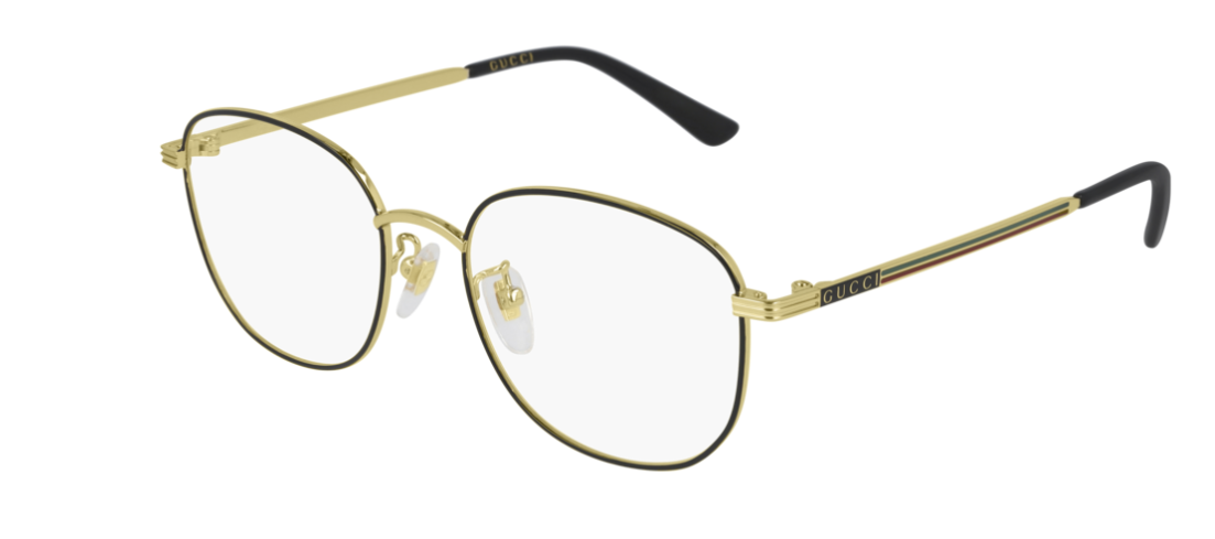 Gucci GG 0838OK 001 Black/Gold Soft Square Unisex Eyeglasses