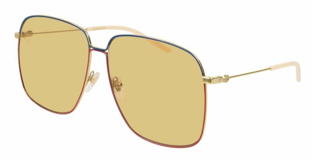 Gucci GG 0394S 005 Gold Multicolor/Yellow Oversized Women's Sunglasses