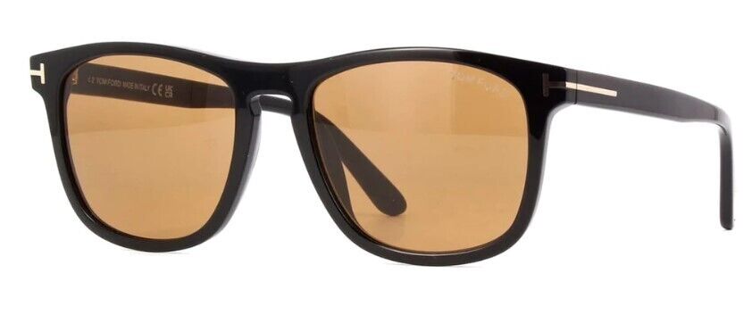 Tom Ford FT0930 Gerard-02 01E Shiny Black/Brown Square Men's Sunglasses