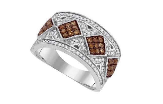 10kt White Gold Brown Diamond Womens Band Ring 5/8 Cttw