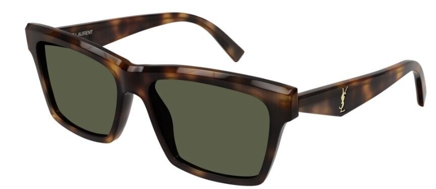 Saint Laurent SL M104 003 Havana/Green rectangle Unisex Sunglasses