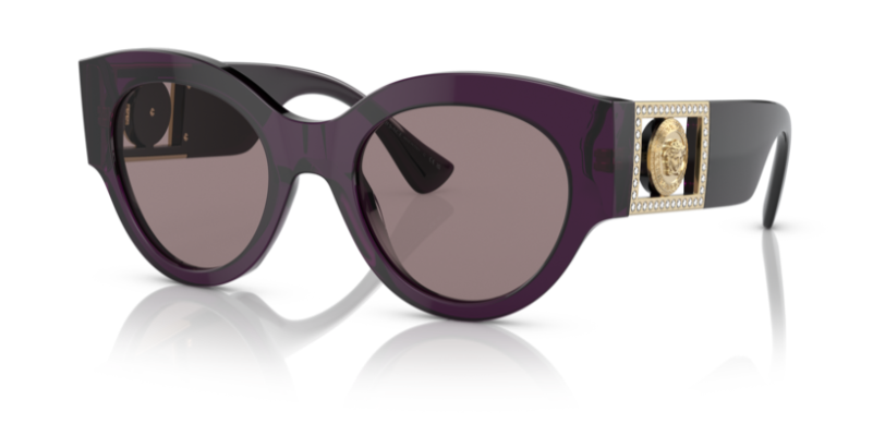 Versace 0VE4438B 53847N Transparent plum /Purple brown Round Women's Sunglasses