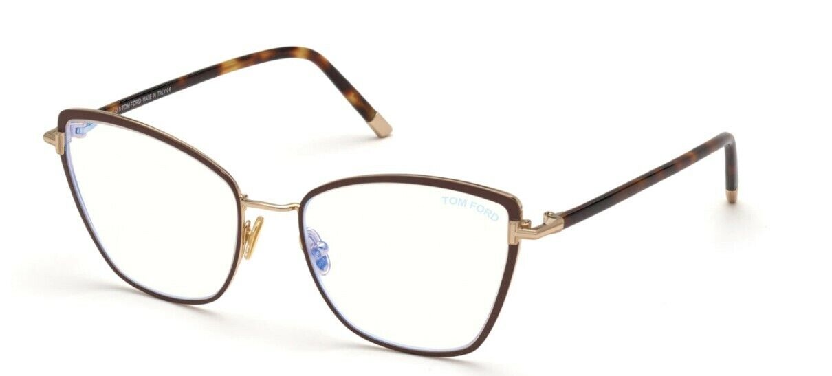 Tom Ford FT5740B 048 Brown Enamel-Rose Gold/Blonde Havana Blue Block Eyeglasses