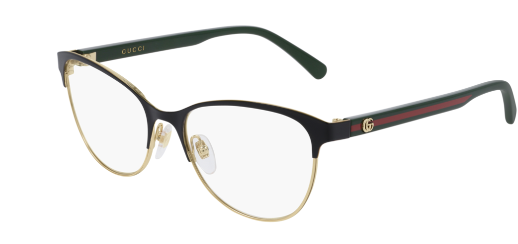 Gucci GG 0718O 004 Black Gold/Green Cat Eye Women's Eyeglasses