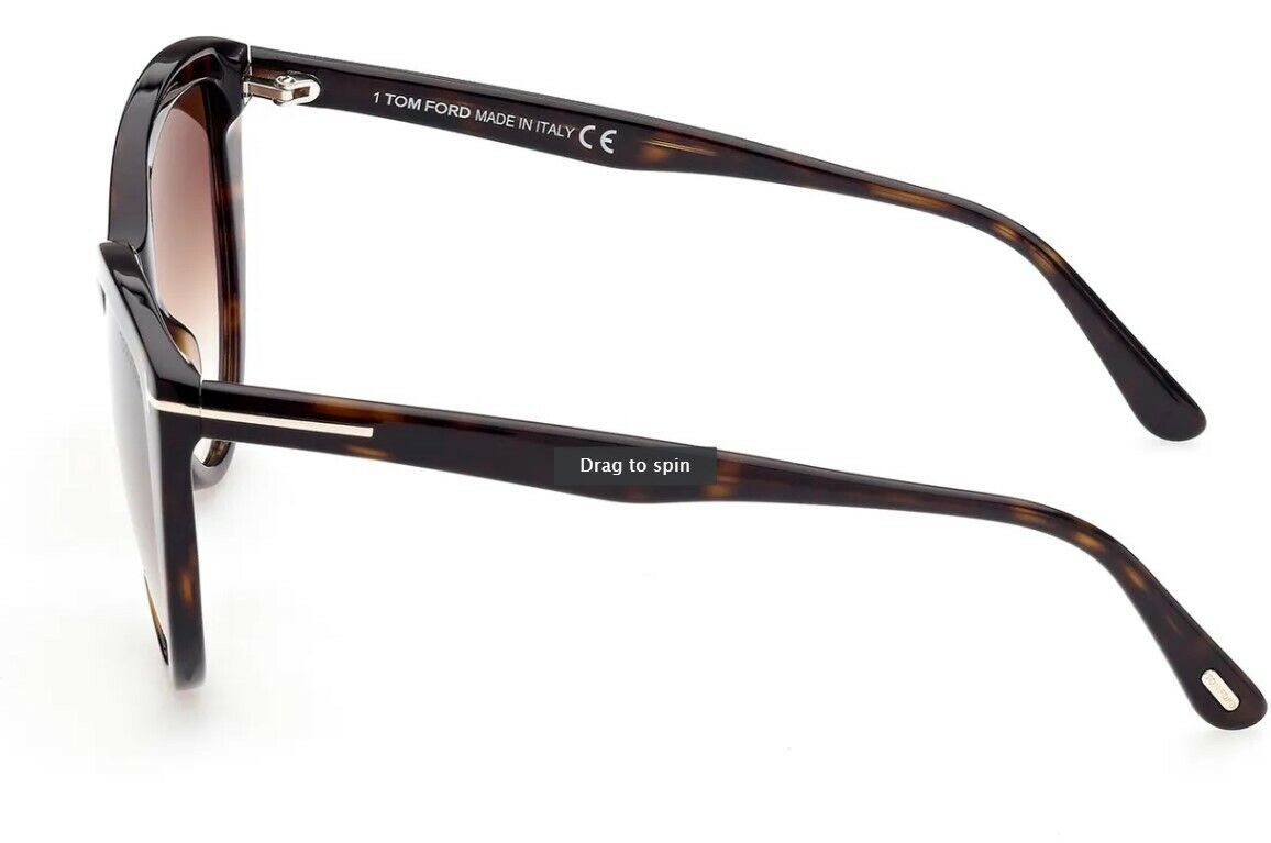 Tom Ford FT0915 Isabella-02 52F Shiny Dark Havana/Gradient Brown Sunglasses