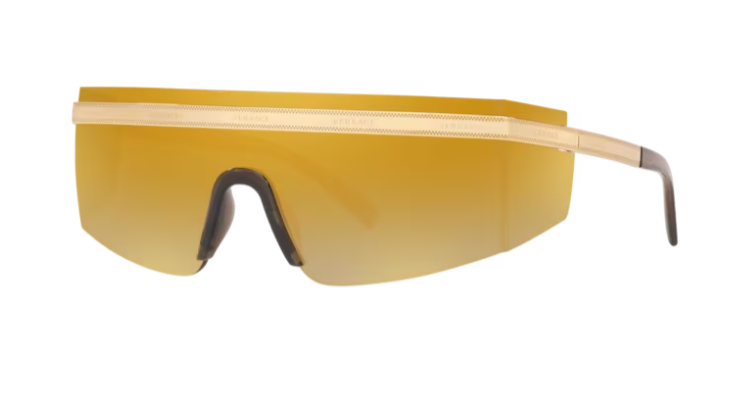 Versace 0VE2208 10027P Gold/ Brown mirror gold 45mm Rectangular Men's Sunglasses