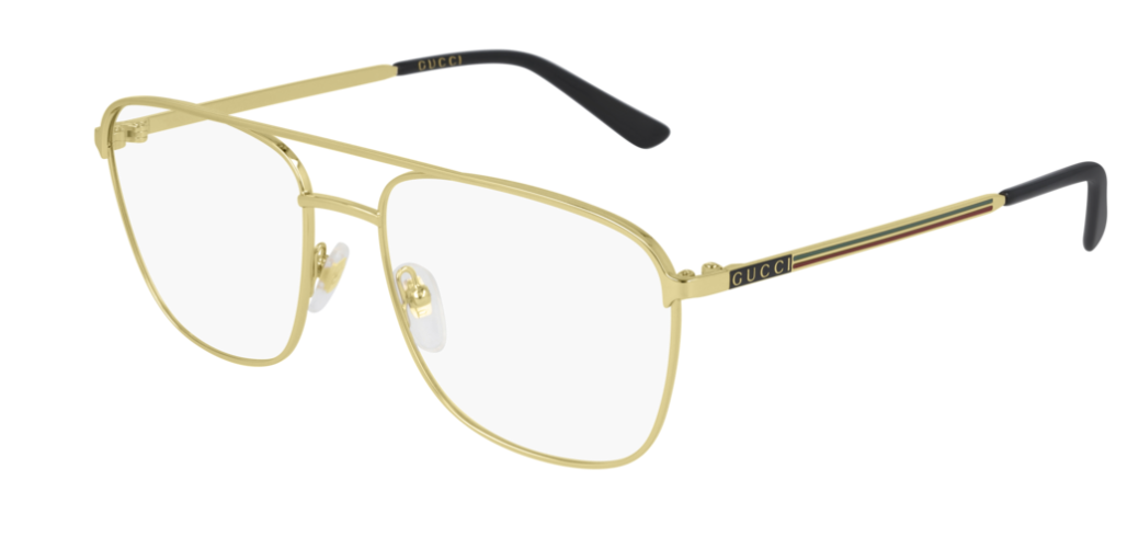 Gucci GG 0833O 002 Gold Square Pilot Unisex Eyeglasses