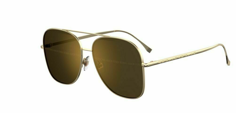 Fendi FF 0378/G/S 02F7/7Y Antique Gold/Gold Decor Unisex Sunglasses