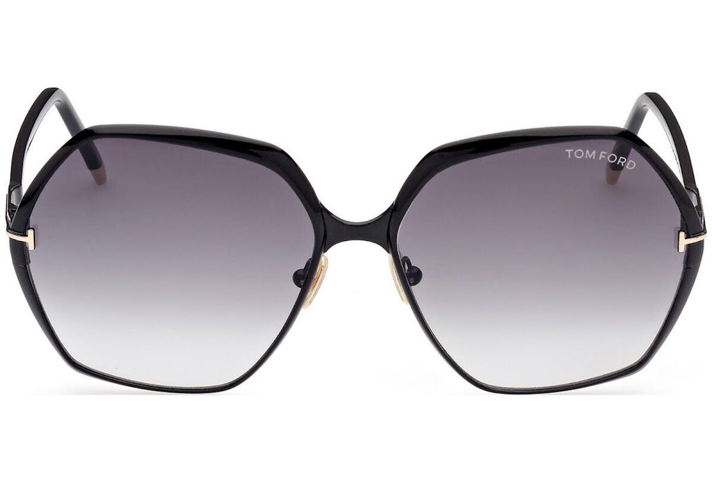 Tom Ford FT 0912 Fonda 02 01B Shiny Black Smoke Gradient Women Sunglasses