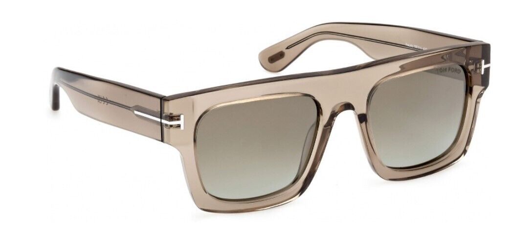 Tom Ford FT0711 Fausto 47Q Shiny Transparent Oyster/Brown Gradient Sunglasses