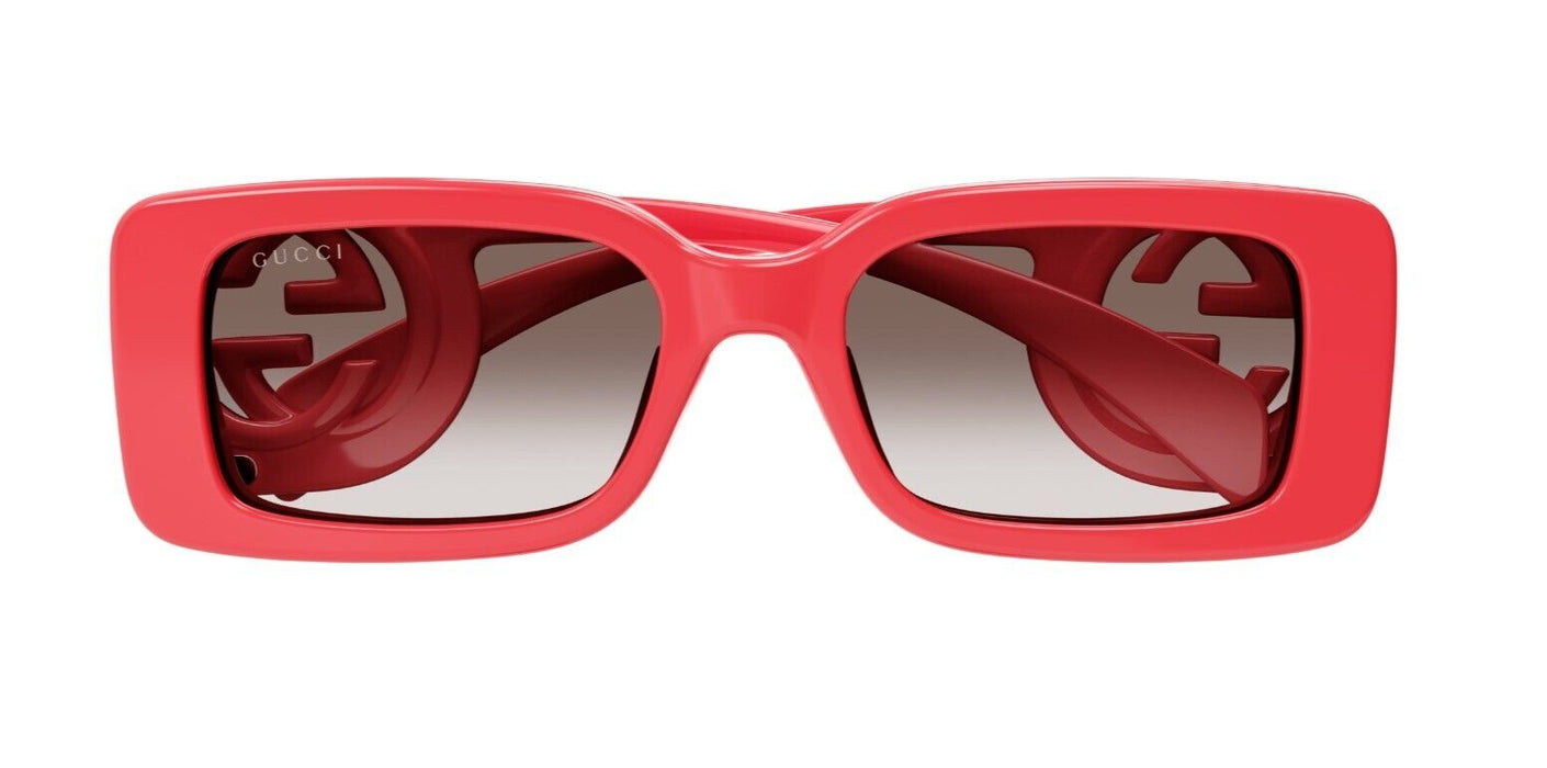 Gucci GG1325S 005 Red/Brown Gradient Narrow Rectangular Women's Sunglasses