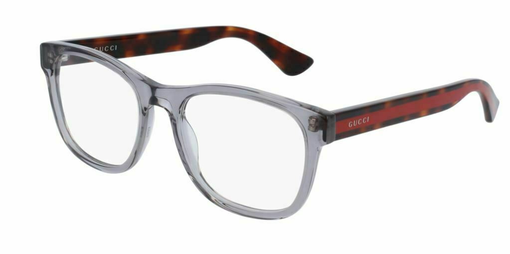 Gucci GG 0004O 004 Cristal Gray Square Unisex Eyeglasses