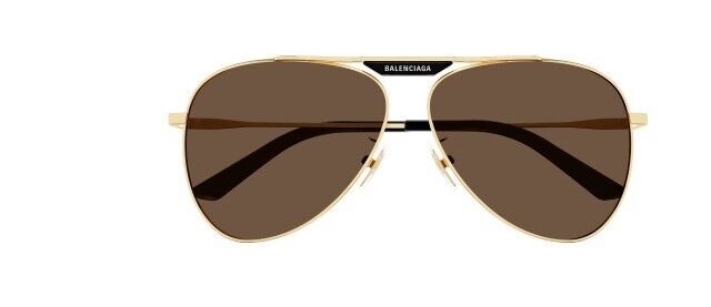 Balenciaga BB0244S 003 Gold/Brown Oval Unisex Sunglasses