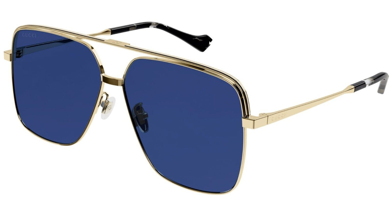 Gucci GG1099SA 002 Gold/Blue Oversized Teardrop Men's Sunglasses