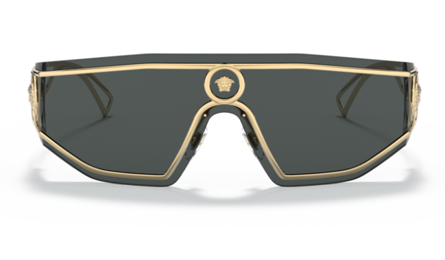 Versace 0VE2226 100287 Gold/Grey 45mm Rectangular Men's Sunglasses