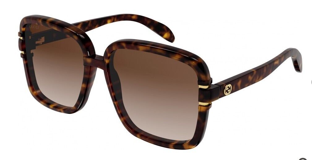 Gucci GG1066S 002 Havana/Brown Gradient Square Women's Sunglasses