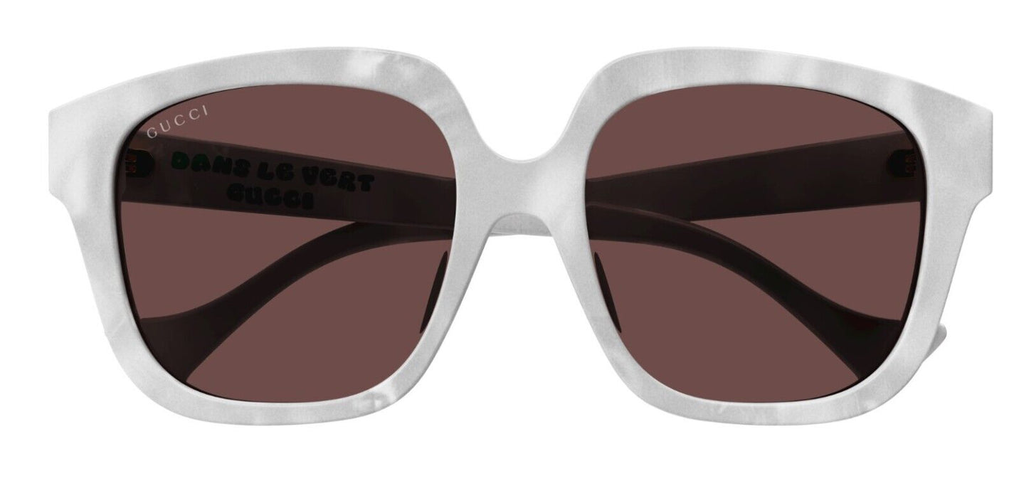 Gucci GG1376SA 001 White/Brown Oversized Square Women's Sunglasses
