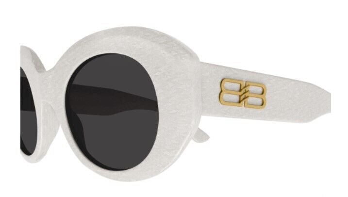 Balenciaga BB0235S-004 White/Grey Round Women's Sunglasses