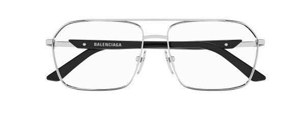 Balenciaga BB0248O 001 Silver-Black Square Men's Eyeglasses