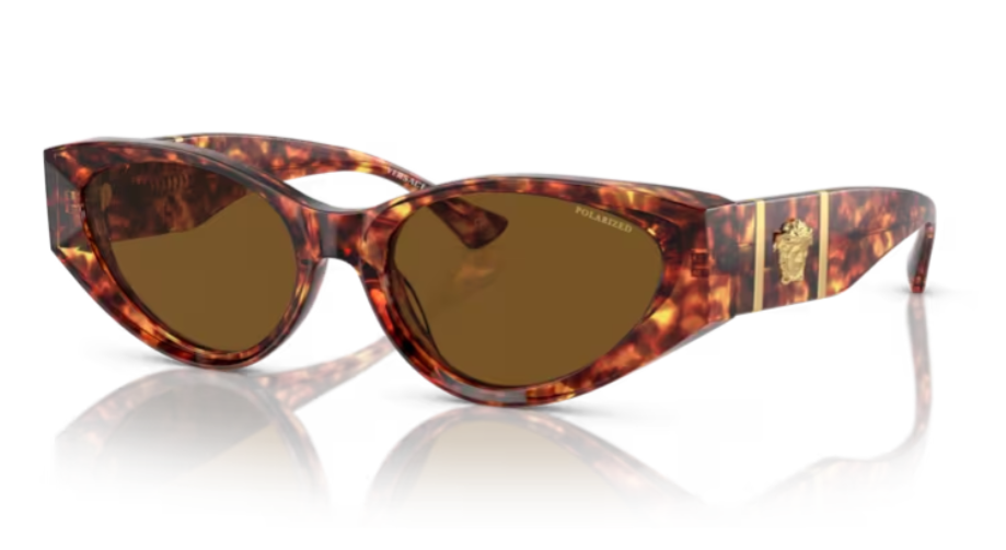 Versace 0VE4454 543783  Havana/Dark Brown Polarized Cat-Eye Women's Sunglasses