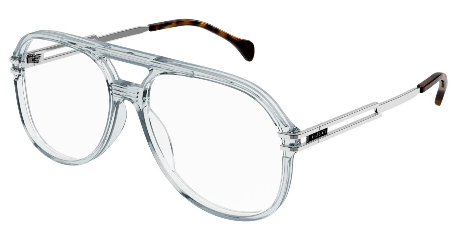 Gucci GG1106O 003 Transparent Grey-Silver Men's Eyeglasses
