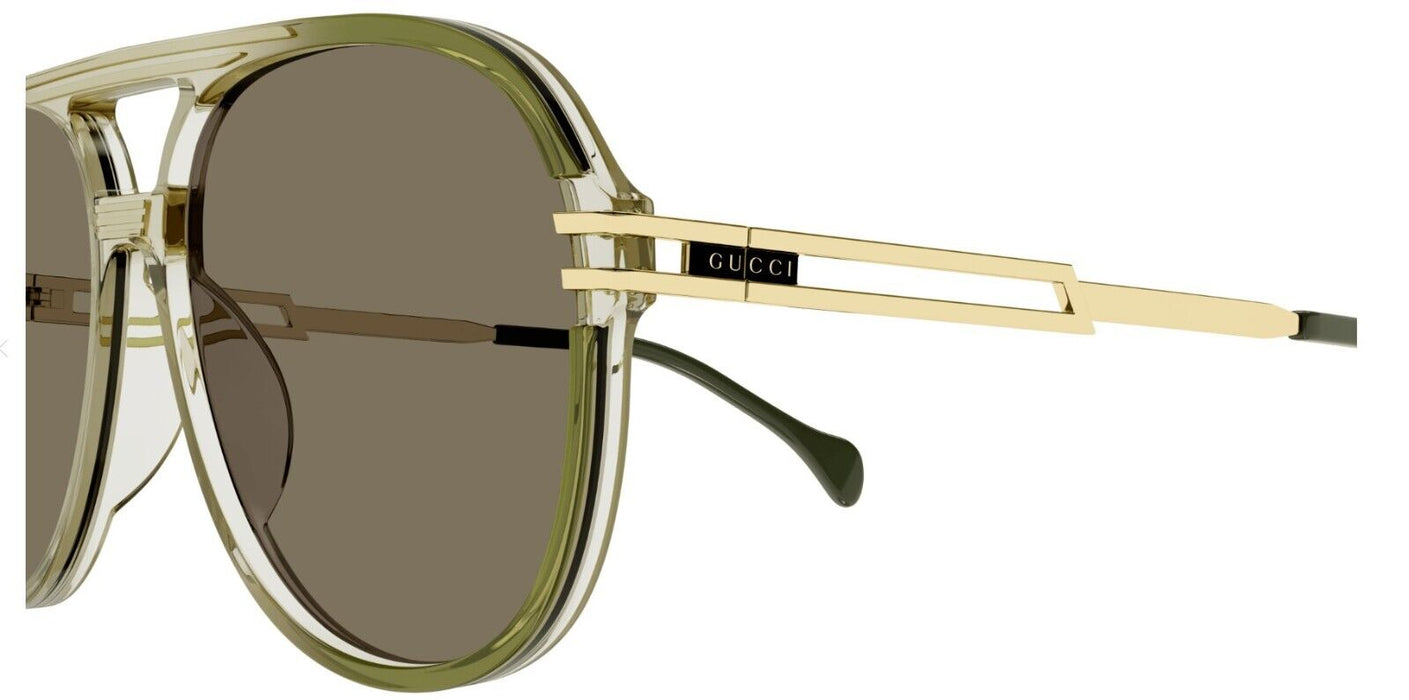 Gucci GG1104S 003 Green/Brown Oversize Teardrop Men's Sunglasses