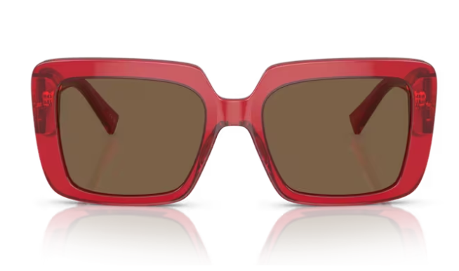 Versace 0VE4384B 528073 Transparent red/ Dark Brown Square Women's Sunglasses