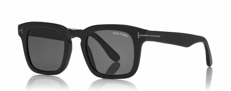Tom Ford FT 0751-F-N Dax 01A Shiny Black/Gray Square Men's Sunglasses