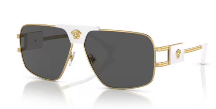 Versace VE2251 147187 Gold/Dark Grey Rectangular Men's Sunglasses
