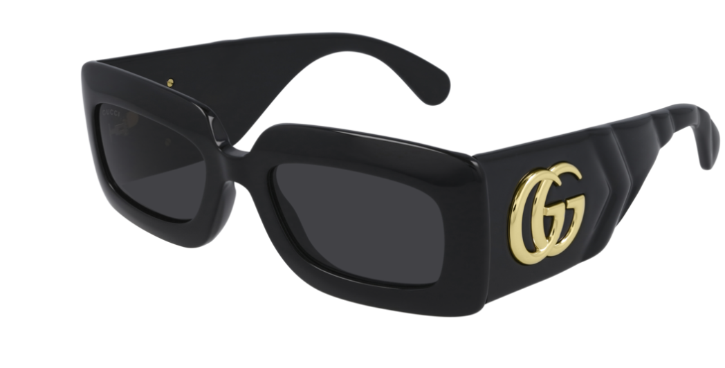Gucci GG0811S 001 Black/Grey Rectangle Women's Sunglasses