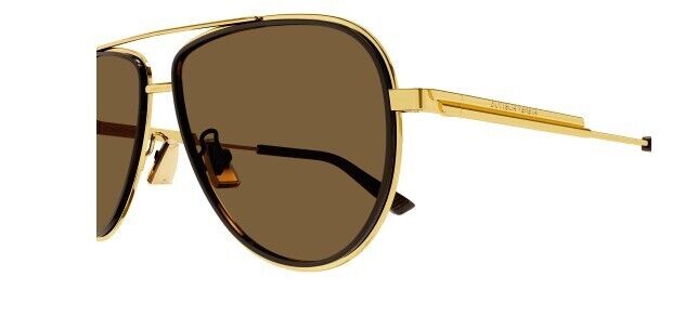 Bottega Veneta BV1240S 002 Gold/Brown Oval Men's Sunglasses
