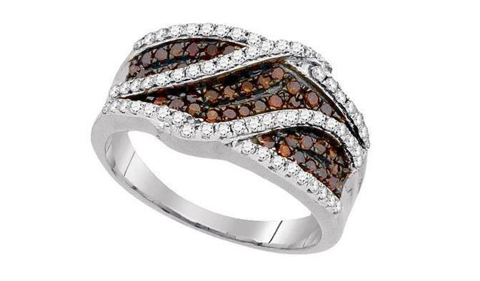 10kt White Gold Brown Diamond Womens Fashion Band Ring 3/4 Ctw