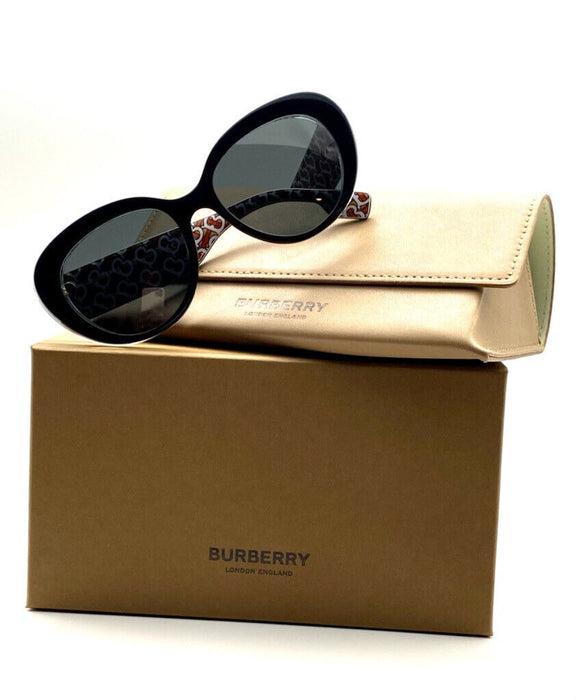 Burberry BE4298 382287 Top Black On Print TB Red /Grey Women's Sunglasses