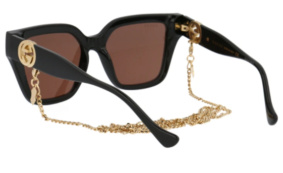 Gucci GG1023S 005 Black/Brown/Gold Cat Eye Women Sunglasses