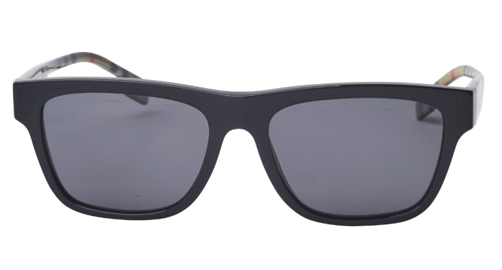 Burberry BE4293 377381 Black/Grey Polarized Rectangular Men's Sunglasses