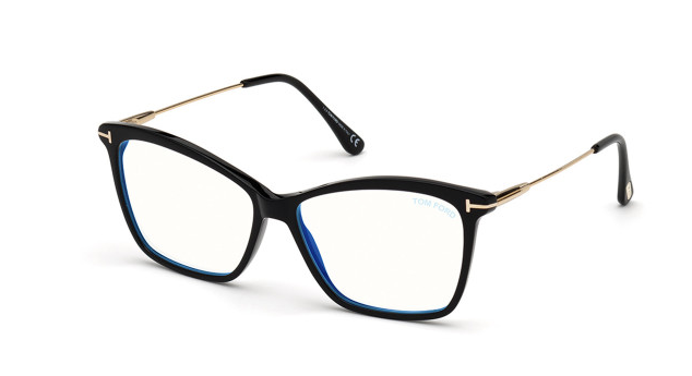 Tom Ford FT 5687-B 001 Black Rose Gold/Blue Block Women's Eyeglasses